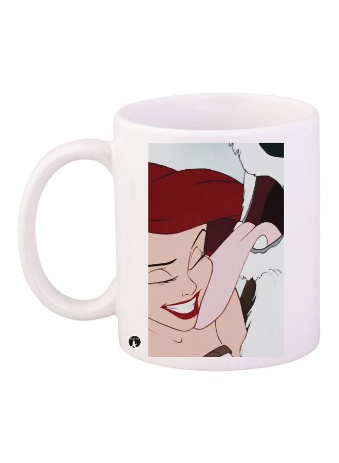 BP Cartoon Girl Printed Coffee Mug White/Beige/Red