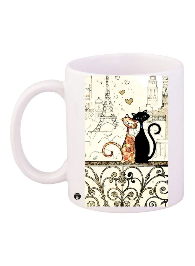 بي بي قدح قهوة مطبوع عليه قطة أبيض/أسود/بني