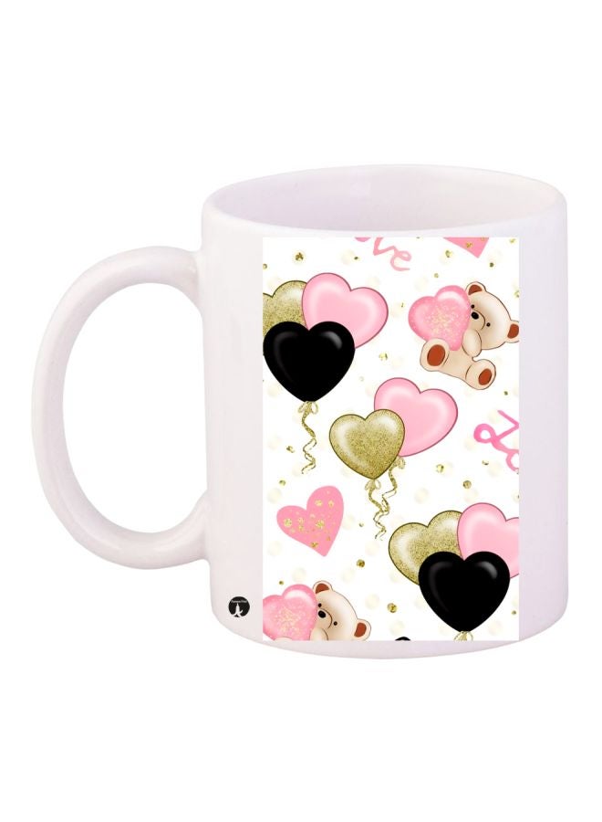 بي بي مج قهوة بطبعة على شكل قلب أبيض/وردي/أسود