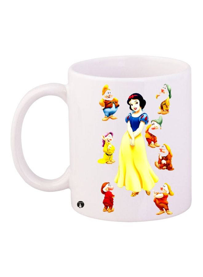 Snow White And The Seven Dwarfs Printed Coffee Mug White/Yellow/Red