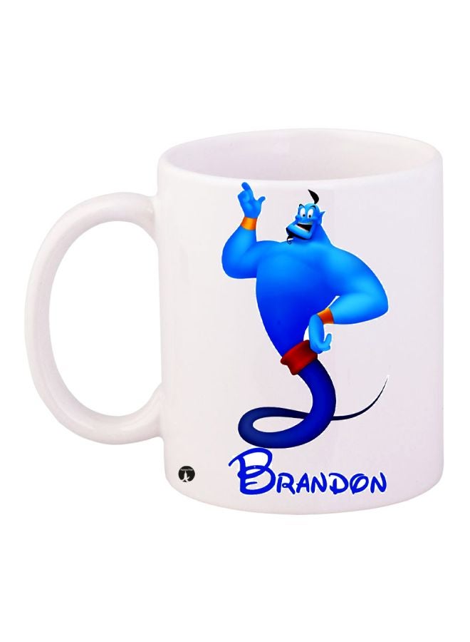 مج قهوة مطبوع عليه كلمة 'Brandon' أبيض/أزرق/برتقالي