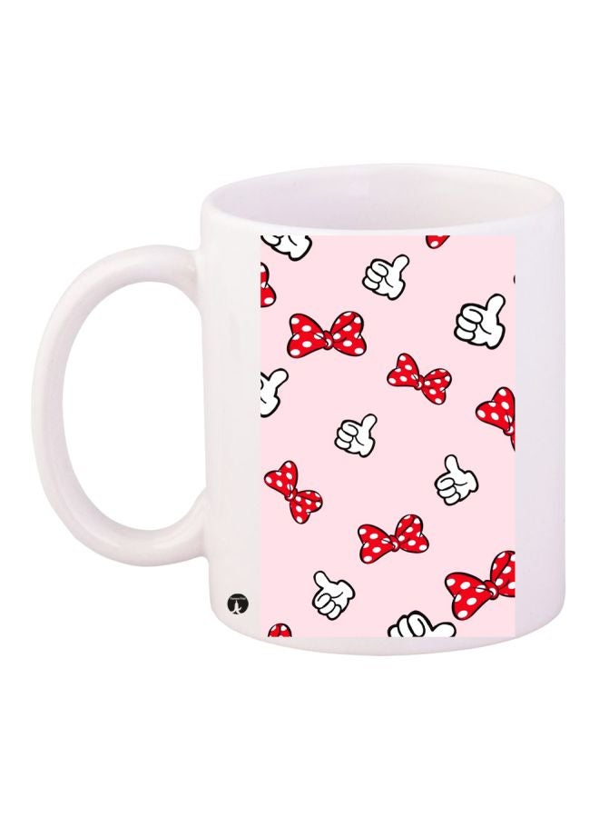 بي بي مج قهوة بطبعة ربطة عنق فيونكة أبيض/أحمر/وردي