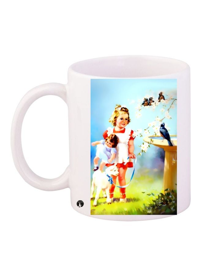 BP Cartoon Printed Coffee Mug White/Red/Blue