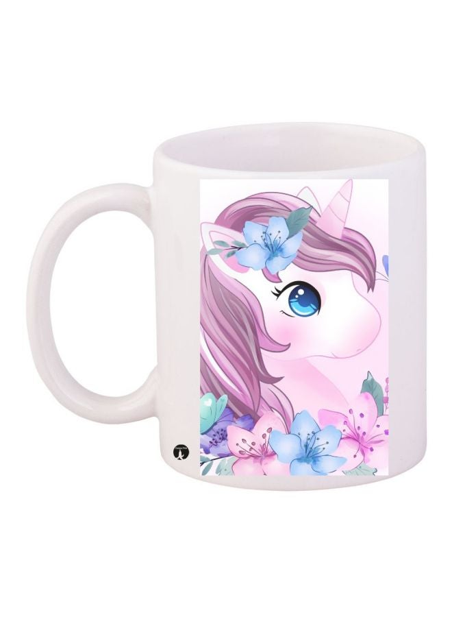 بي بي مج قهوة مطبوع عليه رسمة يونيكورن أبيض / وردي / أزرق