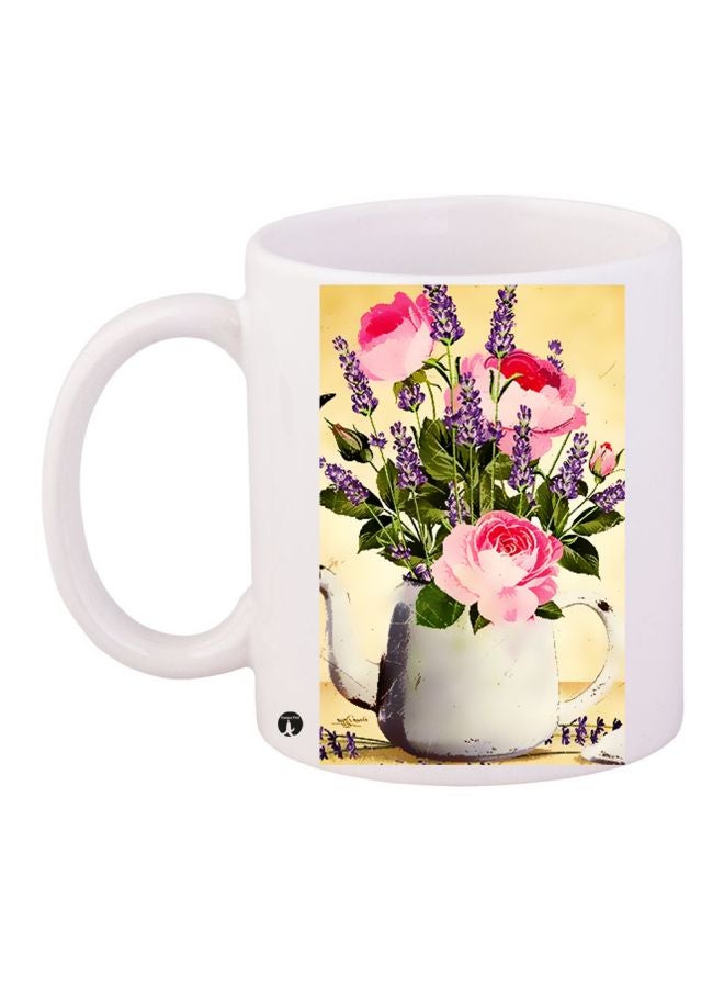 Floral Printed Coffee Mug White/Green/Pink