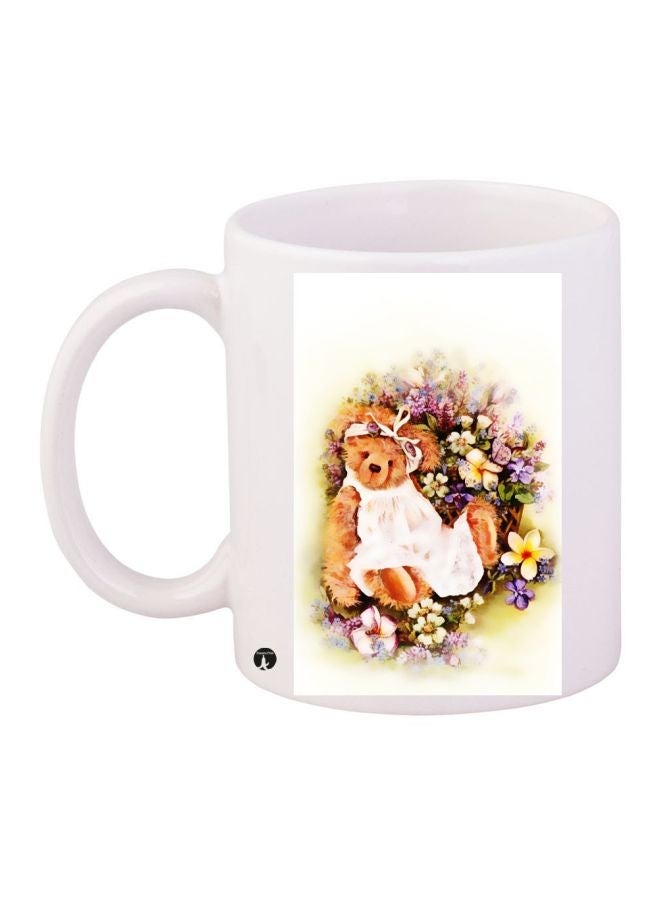 BP Teddy Bear Printed Coffee Mug White/Purple/Beige