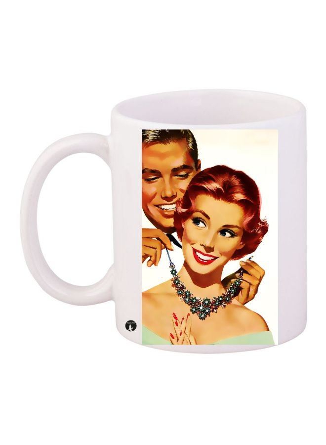 BP Couple Printed Coffee Mug White/Brown/Green