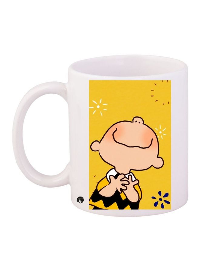 بي بي مج قهوة بطبعة شخصية كارتونية أبيض/أصفر/أسود