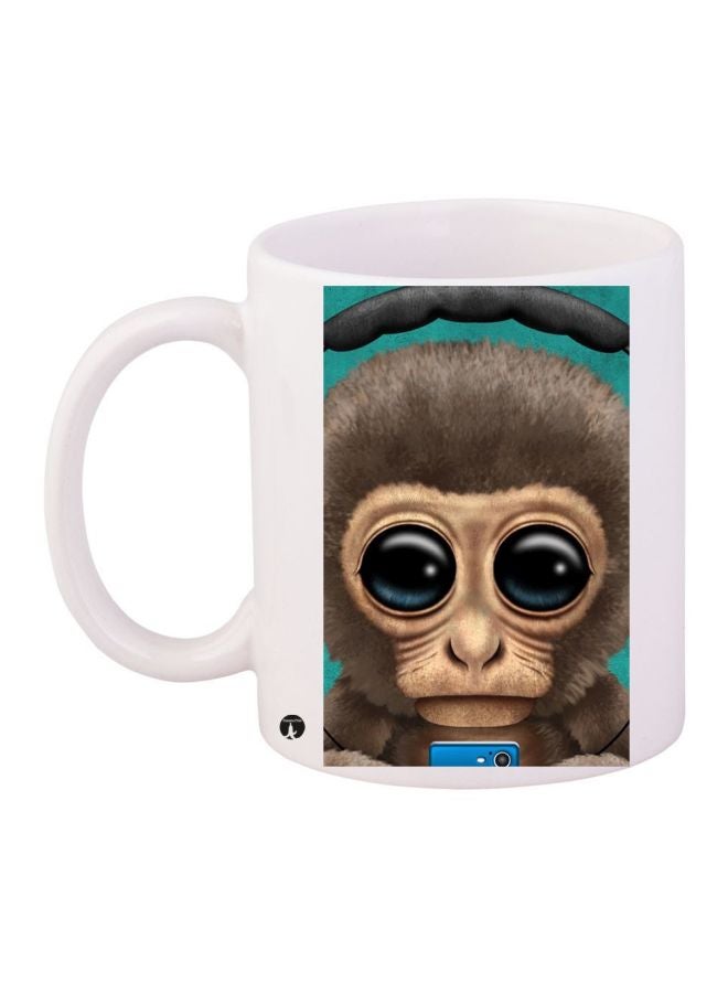 BP Monkey Printed Coffee Mug White/Brown/Green