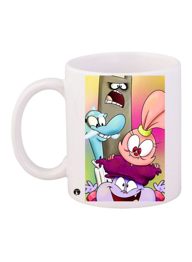 BP Cartoon Printed Coffee Mug White/Purple/Pink