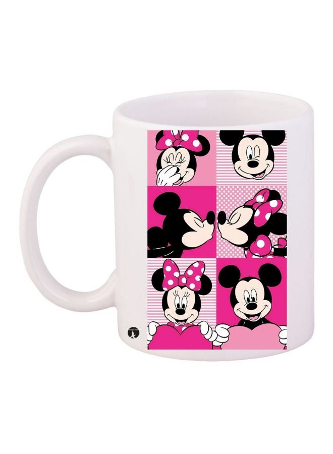 BP Minnie And Mickey Mouse Printed Coffee Mug White/Pink/Black 