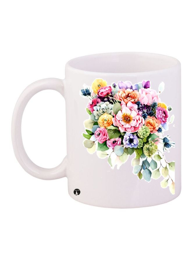 بي بي قدح قهوة - زهور وردي/أخضر/أبيض