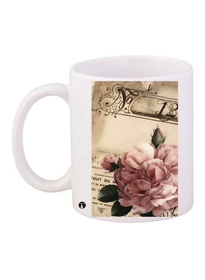 BP Flower Printed Coffee Mug White/Beige/Pink