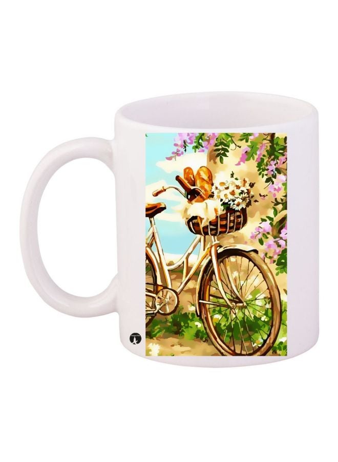 BP Bicycle Printed Coffee Mug White/Green/Beige