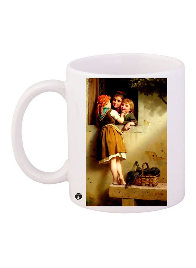 BP Girls Printed Coffee Mug White/Brown/Red