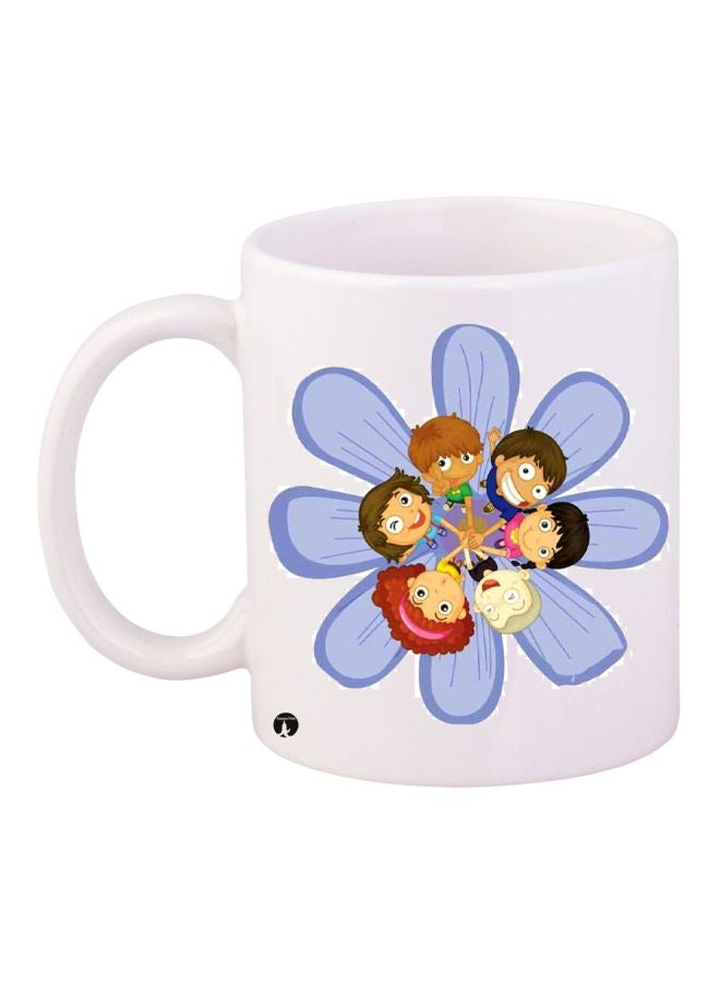 Cartoon Printed Coffee Mug White/Blue/Brown