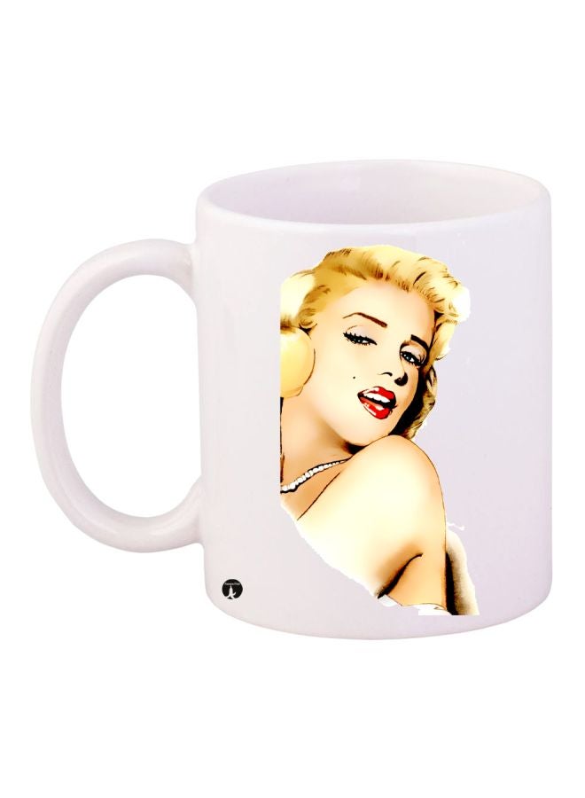 Girl Printed Ceramic Coffee Mug White/Beige/Red