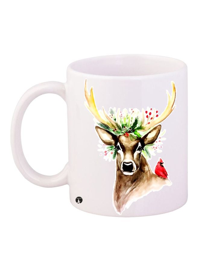 BP Deer Printed Coffee Mug White/Brown