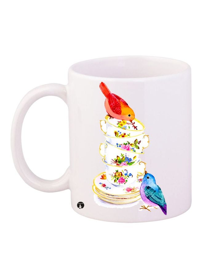 بي بي مج قهوة مزين بطبعة مستوحاة من فيلم "Birds" أبيض/أحمر/أزرق