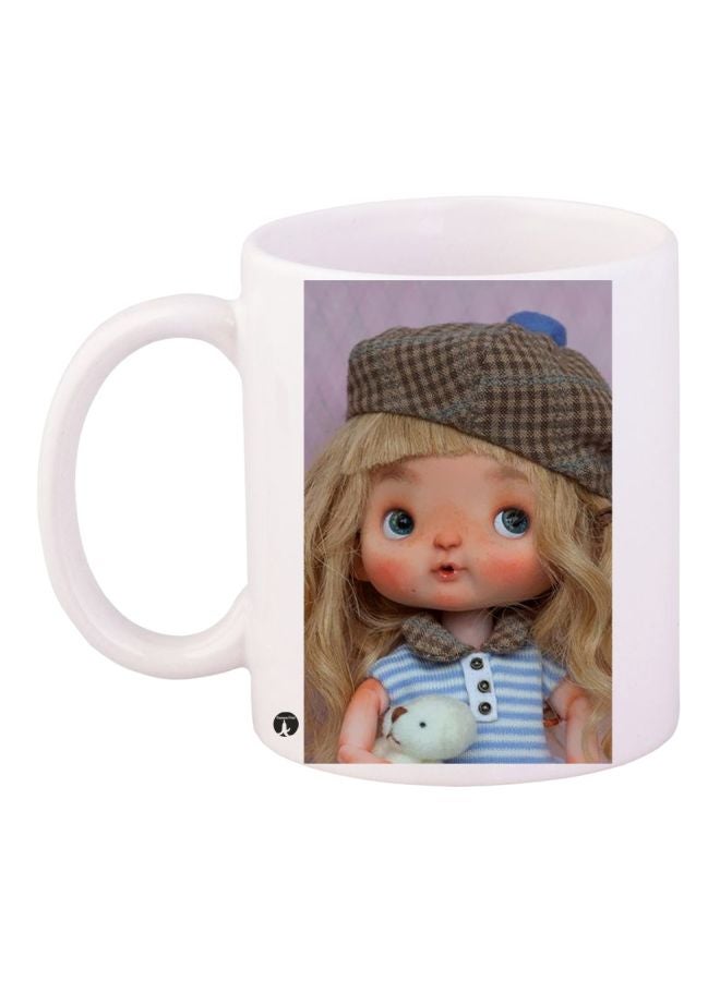 بي بي مج قهوة مزين بطبعة دمية أبيض/بيج/بني