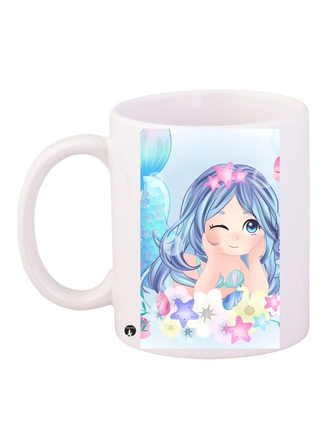 BP Cartoon Printed Coffee Mug White/Blue/Beige