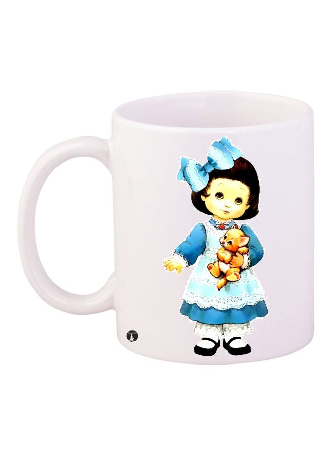 Cartoon Printed Coffee Mug White/Blue/Yellow