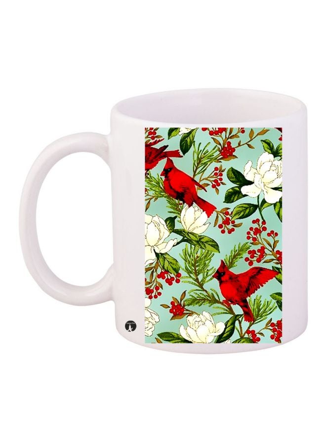 بي بي مج قهوة بطبعة على شكل زهور أبيض/أحمر/أخضر