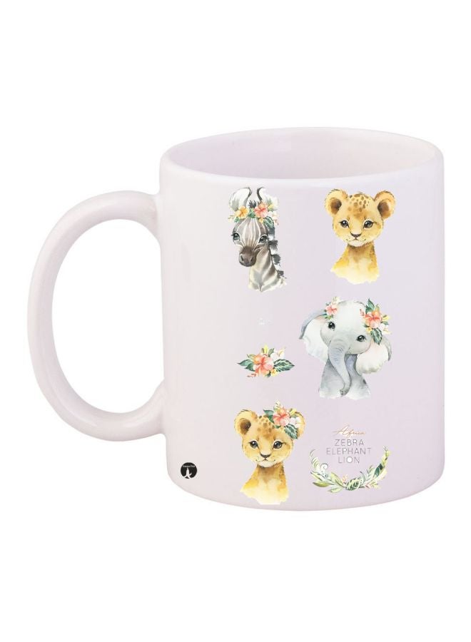 BP Cartoon Printed Coffee Mug White/Brown/Grey