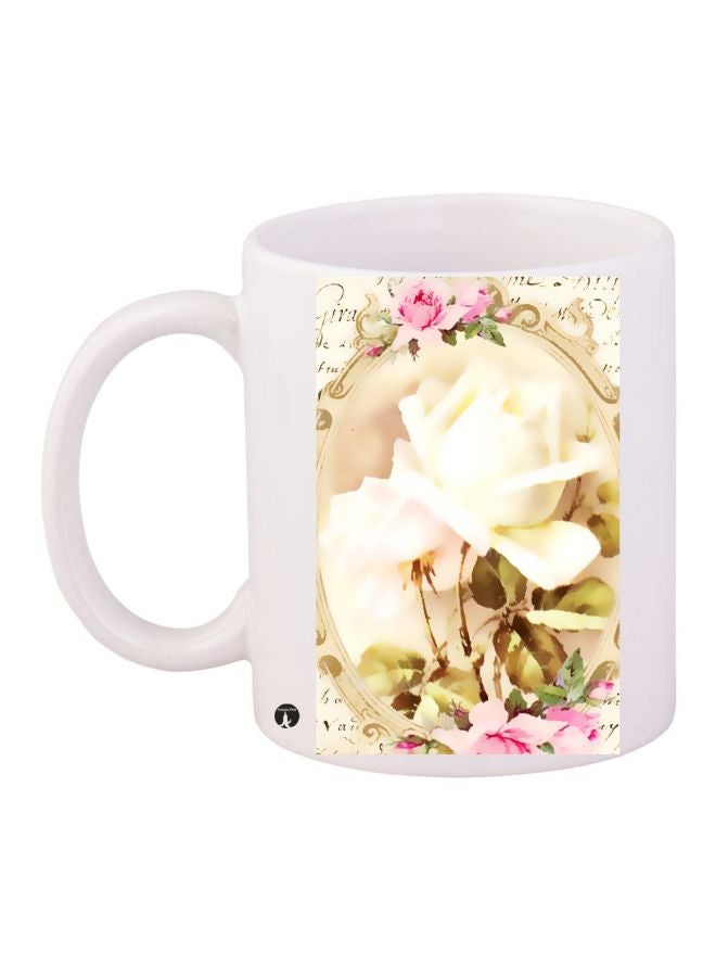 Roses Printed Coffee Mug White/Beige/Pink