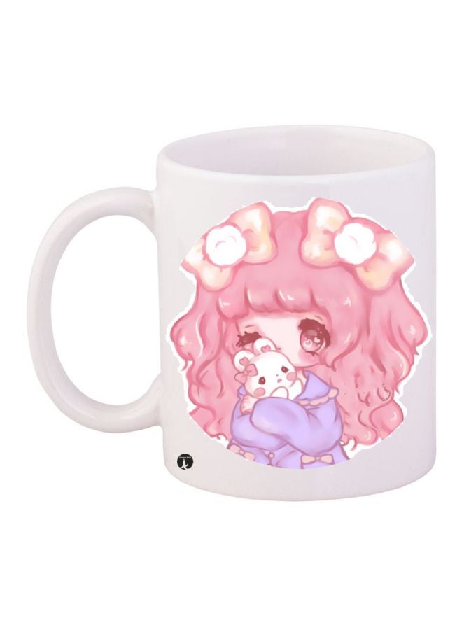 Cartoon Printed Coffee Mug White/Pink/Purple