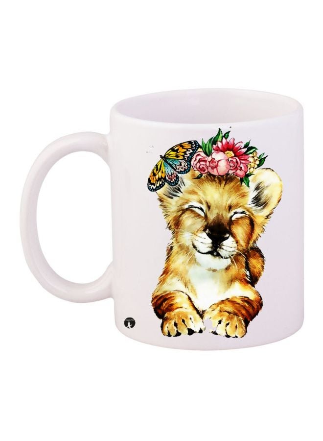 BP Cat Printed Coffee Mug White/Yellow/Pink