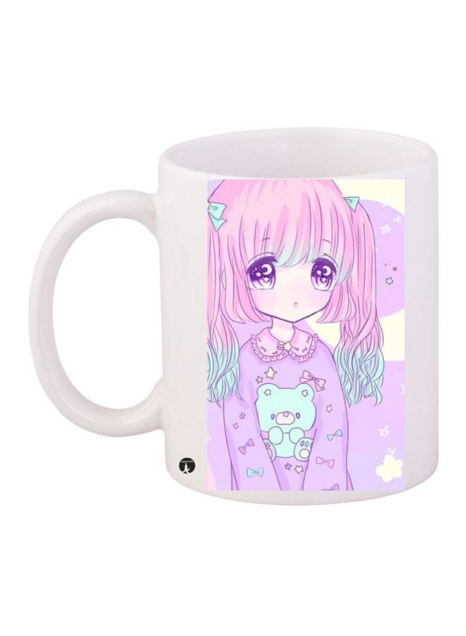 Anime Printed Coffee Mug White/Pink/Blue