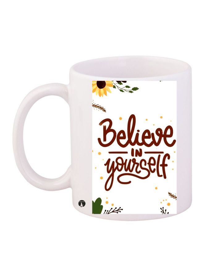 BP Believe In Yourself Printed Coffee Mug White/Green/Yellow