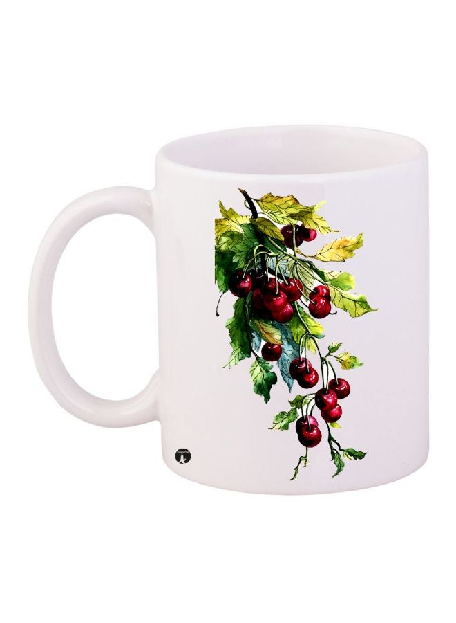 BP Cherries Printed Coffee Mug White/Green/Red