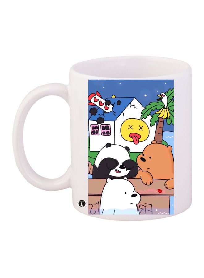 We Bare Bears Printed Coffee Mug White/Brown/Blue