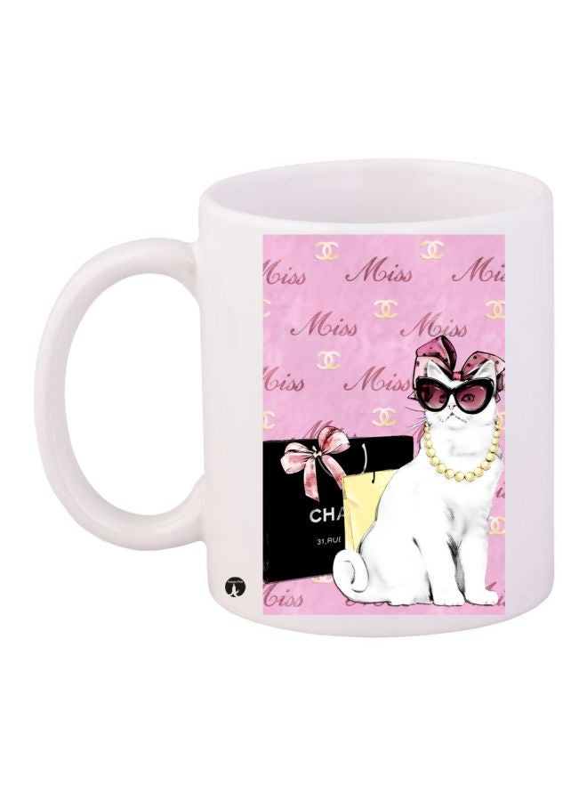 BP Cat Printed Coffee Mug White/Pink/Black
