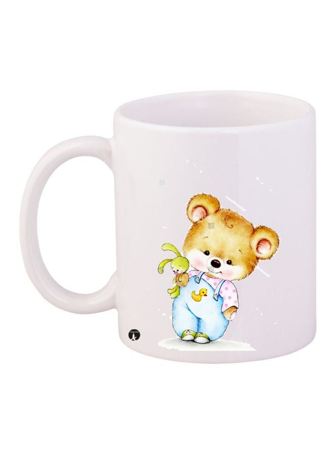 BP Teddy Bear Printed Coffee Mug White/Yellow/Blue