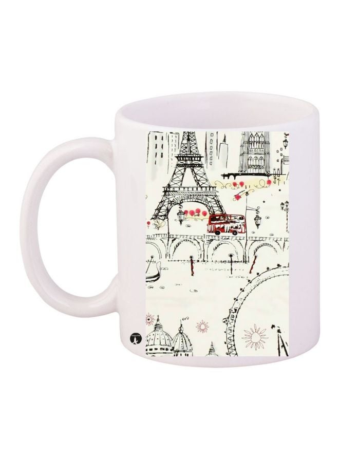 BP Eiffel Tower Printed Coffee Mug White/Black/Red