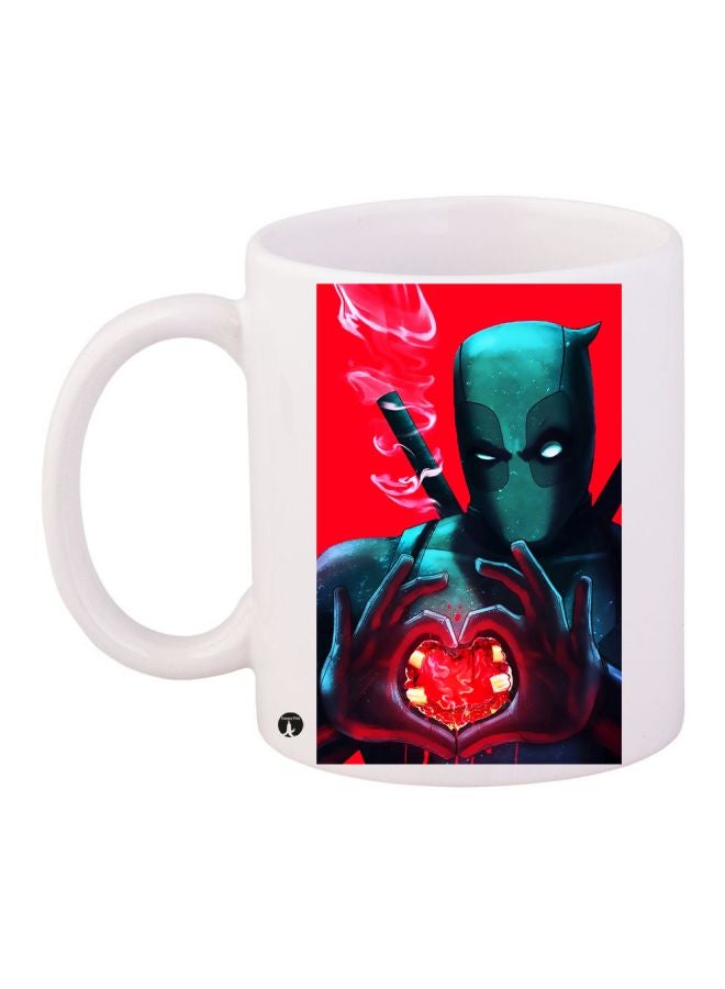 مج قهوة بطبعة شخصية كارتونية أبيض/أحمر/أزرق