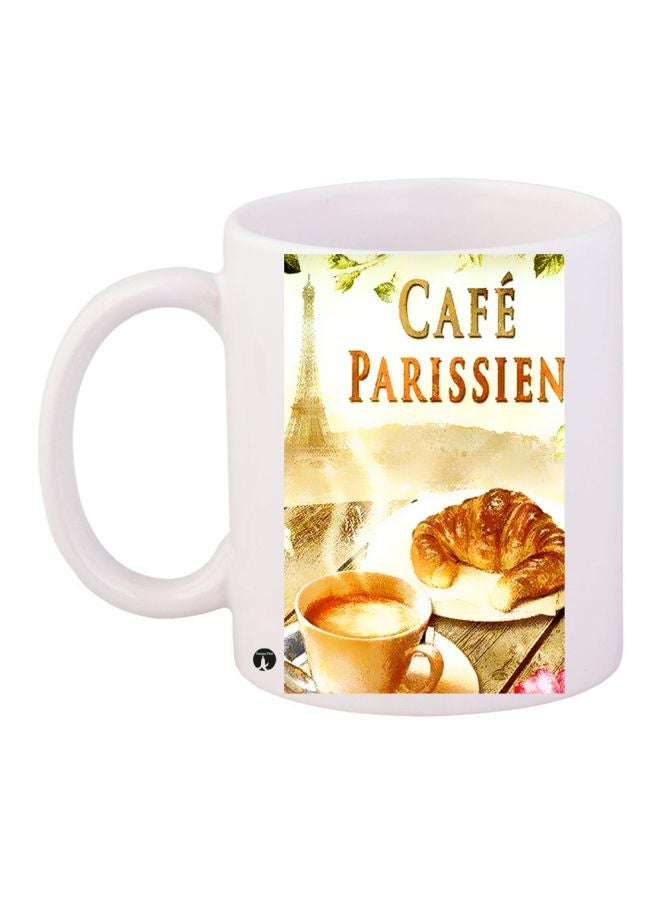 BP Cafe Parissien Printed Coffee Mug White/Brown/Beige