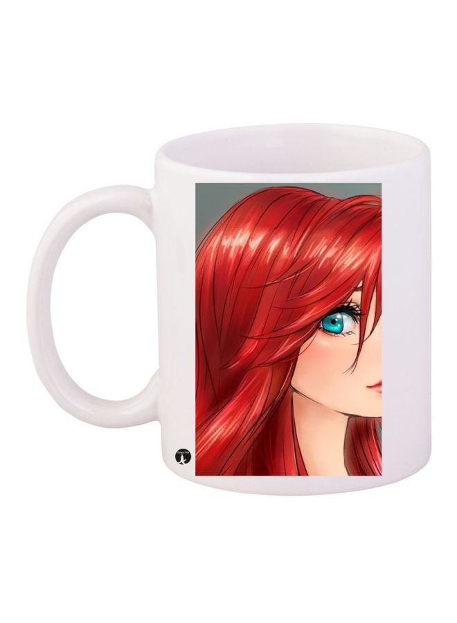 BP Cartoon Girl Printed Coffee Mug White/Red/Beige