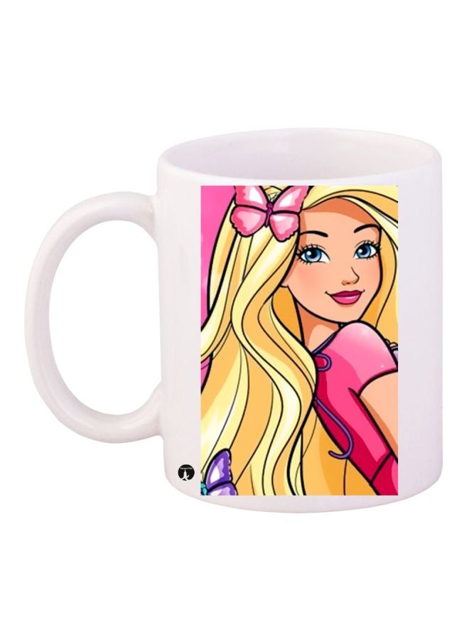 بي بي مج قهوة بطبعة باربي أبيض/أصفر/وردي