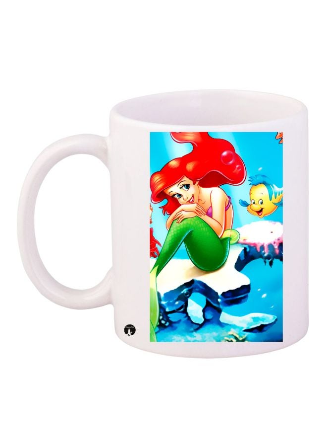 Cartoon Mermaid Printed Coffee Mug White/Green/Blue