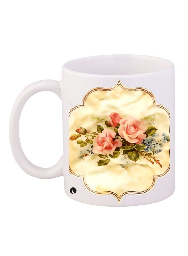 BP Flowers Printed Coffee Mug White/Beige/Pink