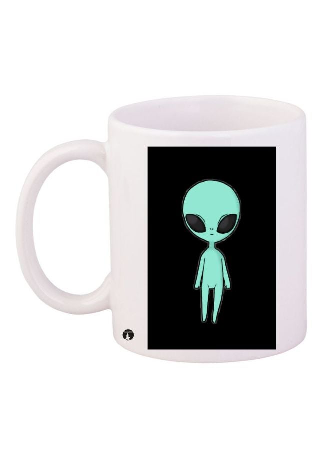 Alien Printed Coffee Mug White/Black/Blue