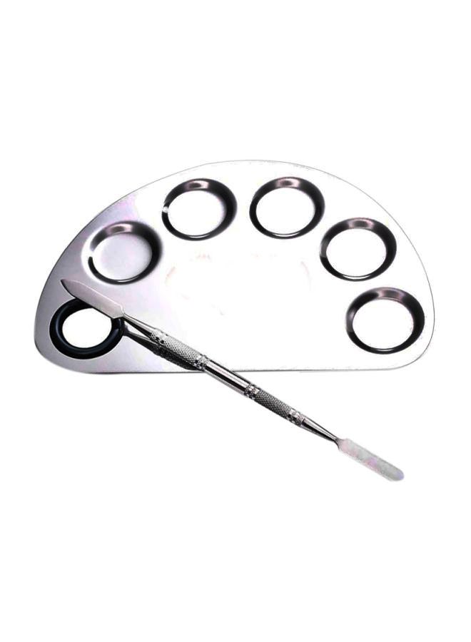 لوحة تزيين الأظافر من الستانلس ستيل مع أداة مزج فضي - Image 1