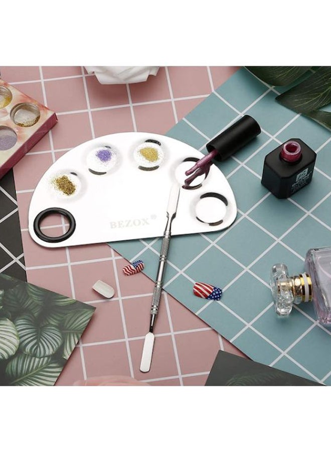 لوحة تزيين الأظافر من الستانلس ستيل مع أداة مزج فضي - Image 3