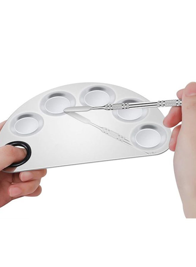 لوحة تزيين الأظافر من الستانلس ستيل مع أداة مزج فضي - Image 4