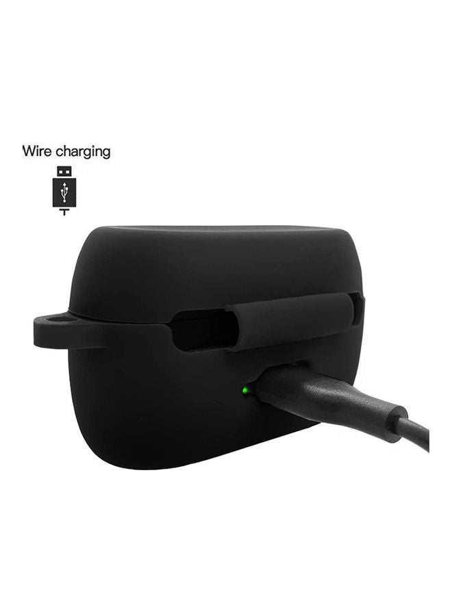 S-Color Silicone Wireless Protective Earbud Case For Jabra Elite 75t/75 With A Carabiner Black - Image 4