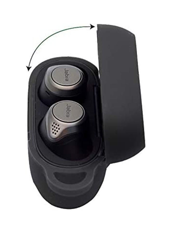 S-Color Silicone Wireless Protective Earbud Case For Jabra Elite 75t/75 With A Carabiner Black - Image 3